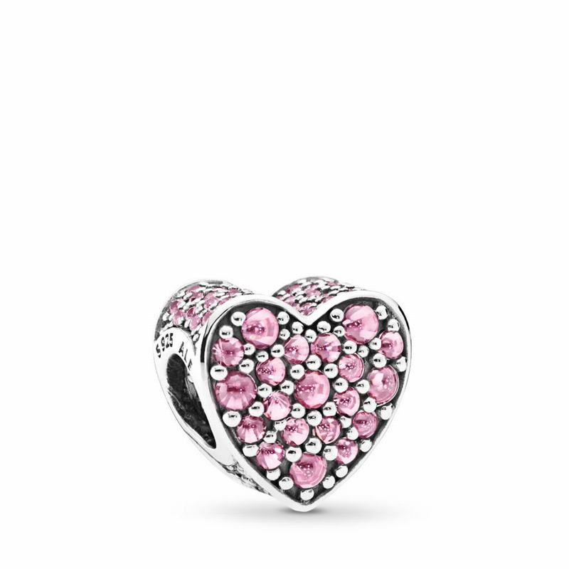 Pandora Pink Dazzling Heart Charm - Sterling Silver/Pink/Cubic Zirconia - Canada | QL7730XD